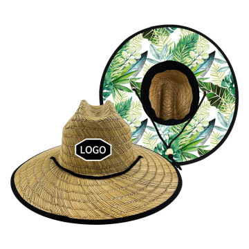 Custom Logo Large Brim Straw Hat - Summer Beach Sun Protection Hat
