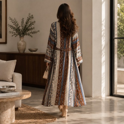 طرح گل آرایی آستین گشاد Abaya
