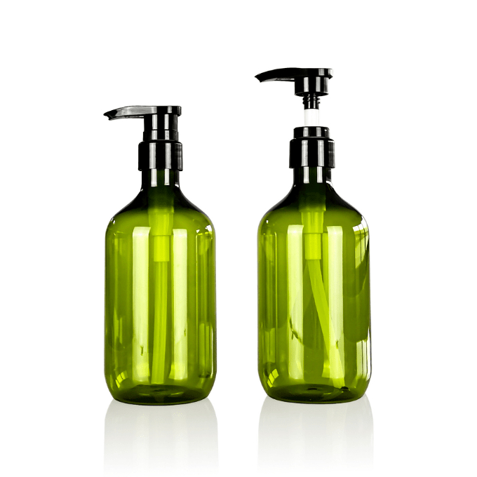 16oz/500ml Refillable Green Plastic Shampoo Dispenser Bottle