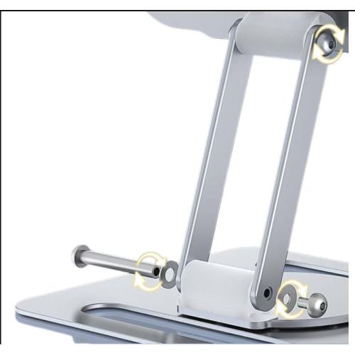 कंप्यूटर स्टैंड की ऊंचाई घुमाएं