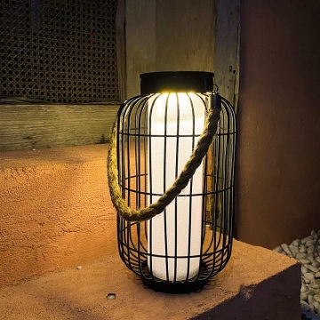 Black Solar-Powered IP65 Waterproof LED Garden Lantern