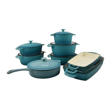 9 Pieces Blue Enamel Cast Iron Cookware set