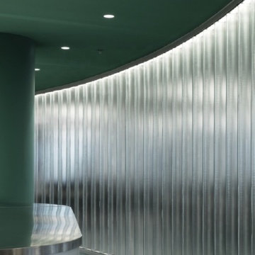 U Shape Tempered Clear Glass Partition Wall with Frosted Glazing and Facade Drawings