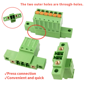 3.81mm Pitch Dual-Through-Hole Through-Wall Plug-in Spring Cage Header with Flange Tool-Free Press Connection, Solderless Free