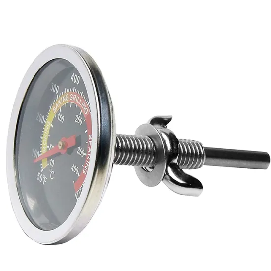 3" Adjustable Heavy Duty Stainless Steel BBQ Thermometer for Pit Grills