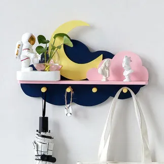 Floating Cloud and Moon Shelves for Wall-Mounted Living Room Furniture