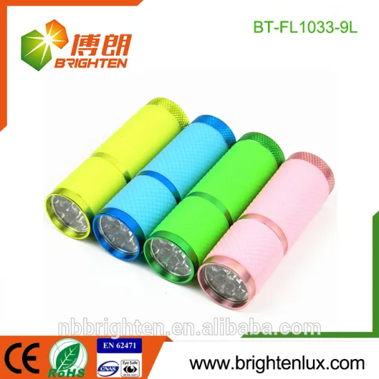 Customized Beautiful Color Lady Gift Pocket Size 3*AAA Battery Emergency Usage Bright 9 Led flashlight torch with silicone case