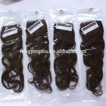 processed Mexican hair spiral wave 14" black color Chinese virgin hair closure