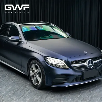 Matte Black Phantom Blue ppf color wrap