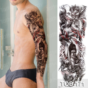 temporary tattoos men large mechanical tattoos black big dragon skull water tattoo sticker body full arm sleeve tatoo for boys