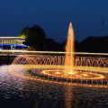 Beautiful courtyard color changing pool fountain