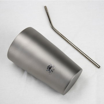 Custom Shape Dinner Titanium Cup With Straw
