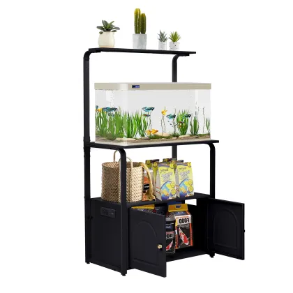 Heavy Duty Metal Fish Tank Stand with Cabinet Storage