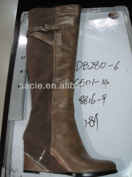 Ladies Women Wedge Winter Boot Buckle Deco