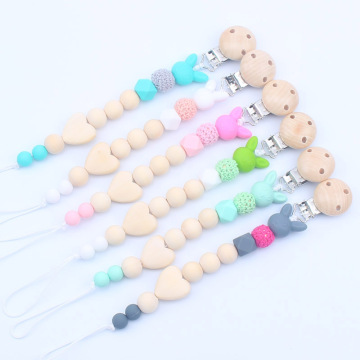 Amanon hot sale wooden animal horse crochet beads Teething toy wooden bead teether For Baby