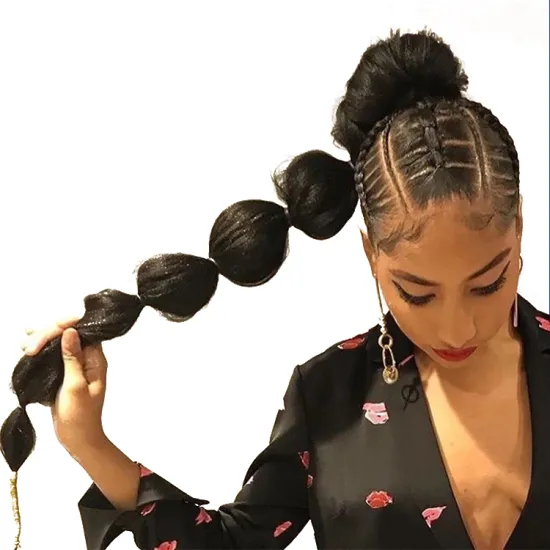 Synthetic Afro Kinky Straigt Drawstring Bubble marley braids Ponytail Clip in Hairpieces