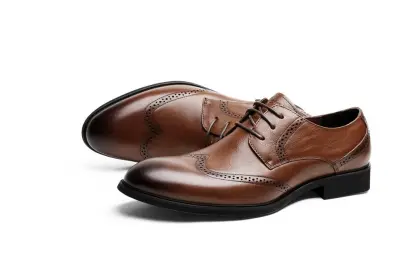 Wing tip Burnished Leather Men's shoes