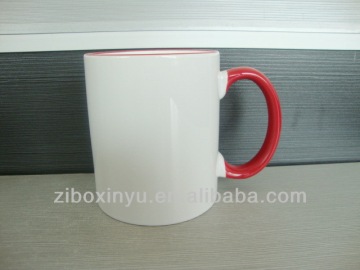 11OZ Red RIM&Handle Sublimation mugs FOR ZIBO XINYU PROMOTION