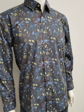 Camicia a maniche lunghe da uomo con stampa spandex di cotone personalizzata