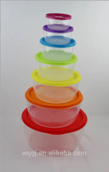 7Pcs Colorful Plastic Crisper Box Round Shape Kitchen Storege Containers Crisper Plastic Food Fresh Crisper