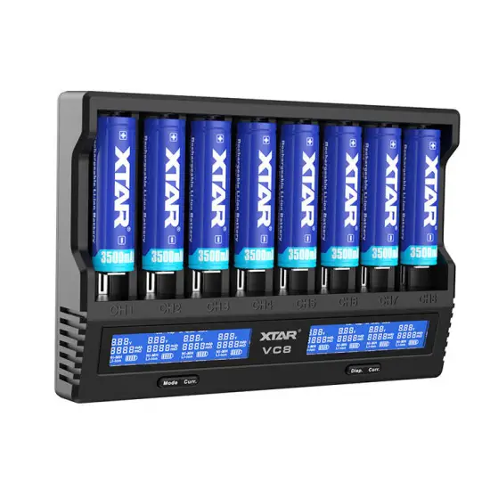 XTAR VC8 8-Bay Lithium-ion Battery Charger for 18650 Cells and AA/AAA Batteries