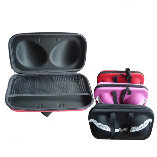 eva travel bra carrying case of custom eva bra box with zipper and custom logo of waterproof eva bra bag with customer design