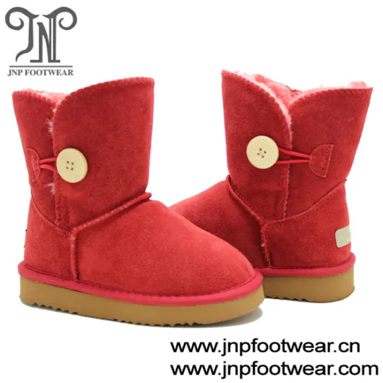 Red warm wool little girls winter boots