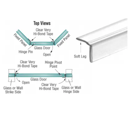 Shower Door Translucent Vinyl Edge L-Seal