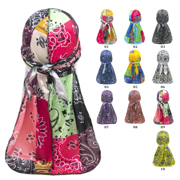 H-243 Durag Penjagaan Rambut Percetakan Multi-Color Dengan Logo Custom