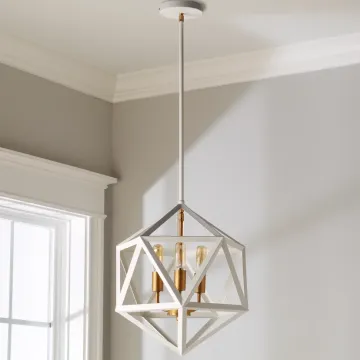 Μοντέρνο 3-Light Geometric Cage Chandelier Diamond Prism Pendant φωτισμός για κουζίνα