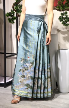 light blue pleated skirt
