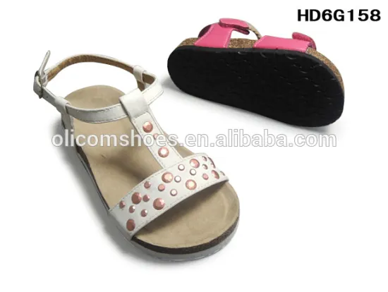 2017 New Design Footwear PCU Flat Cork Sole PVC casual Beach Lady sandals