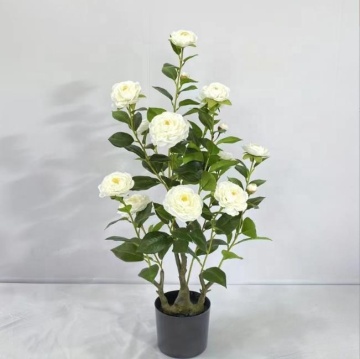 High Quality Silk Camellia Potted Tree for Home Decor