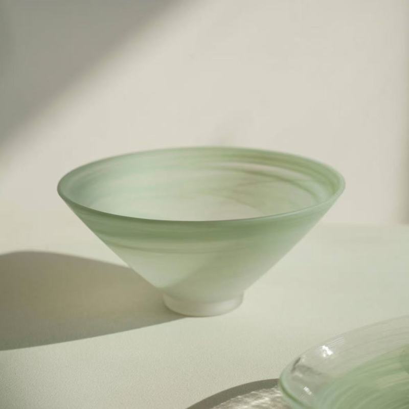 Minimalist Asian-Inspired Green Textured Bowls