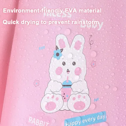 Little Boy's Transparent Rain Poncho for School Cartoon Character