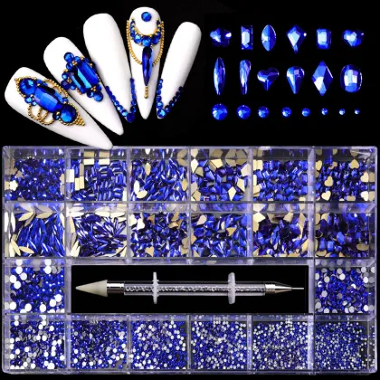 High Quality Press-On Crystal Nail Rhinestones in a Box