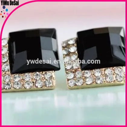 black earrings Black gem diamond earrings small earrings
