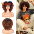 Peluca de pelo corto sintético rizado afro rizado