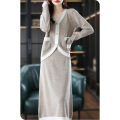 Casual A-line full wool knit skirt suit