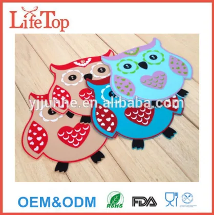 Premium Colorful Owl Shape Silicone Cup Mat,Coffee Mat