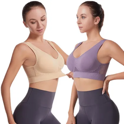 Seamless Padded Mesh Sports Bra S~6XL