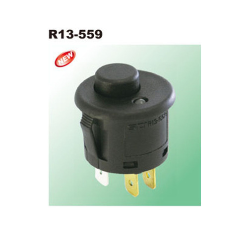 Interruptores de pulsador iluminados LED negro de 250 VCA