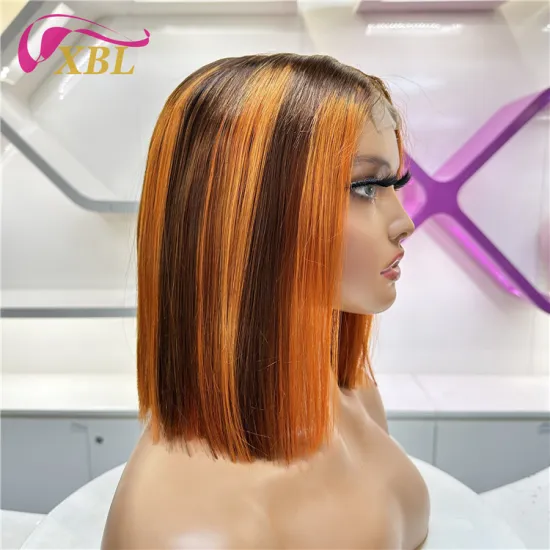 XBL LA: Shipping 2x6 Wig Bob Wigs with Transparent Lace in #4/350 Colors, featuring Raw Human Hair, Brazilian Virgin Quality