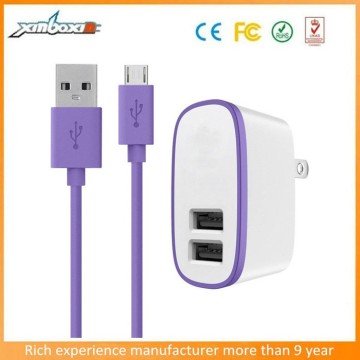 5V 2.1A Output US Plug Adapter, OEM Micro USB Wall Charger with 4FT USB Cable