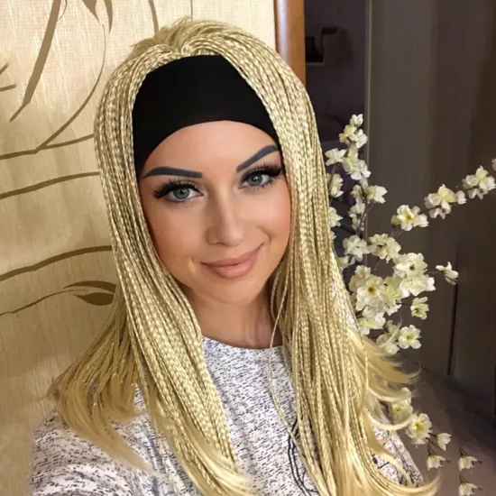 Synthetic braids wig Crochet Hair Fully Hand Tied Twist Braided With Headband Wig Synthetic Braiding Hair
