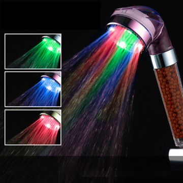 LED SPA Shower Head Pressurized Sprinkler Water Saving Temperature Control LED Anion Shower Water Faucet Tap Heads For Bathroom