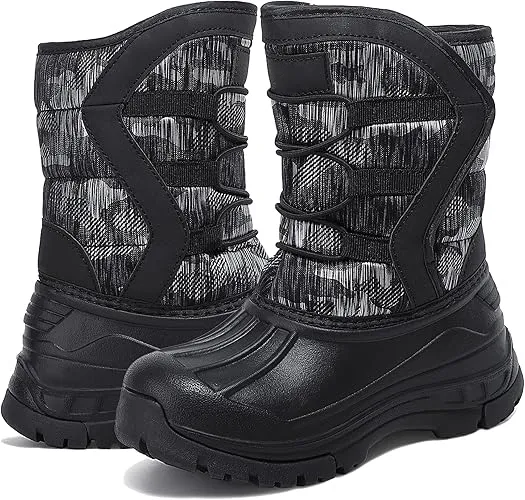 Camo Printed Waterproof Mid Calf Snow Boots with Faux Fur Lining