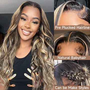 1B / 27 qoko okugqamile 13x4 lace Front wig izinwele zomuntu