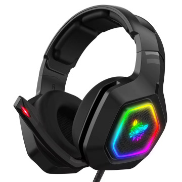 Professional Wired Over-Ear Headset with Noise-Canceling Microphone, LED Gaming Lights, and Compatibility for PC and Tablets