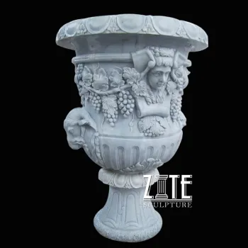 Handmade best quality outdoor natural stone flowerpot marble planter
